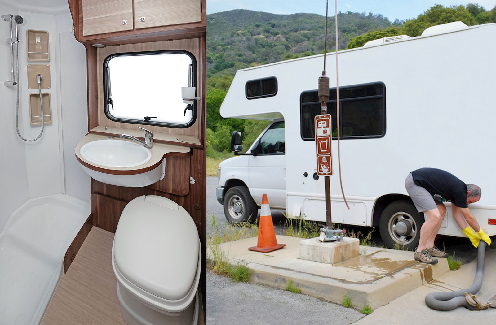 Portable RV/camper toilet and holding tank setup in Simpsonville, South Carolina